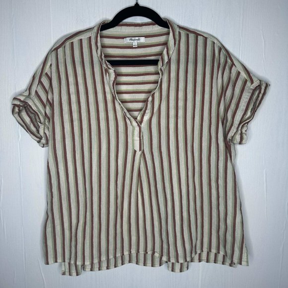 Madewell Striped Crop Top - Cream and Red - Picture 6 of 14
